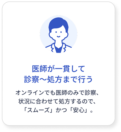 医師が一貫して診察〜処方まで行う